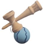 Kendama X Originala, Profesionala, Embo, Rubber Grip, din Lemn, 18 cm, Albastru deschis - imagine 3