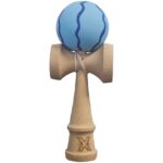 Kendama X Originala, Profesionala, Embo, Rubber Grip, din Lemn, 18 cm, Albastru deschis