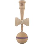 Kendama X Originala, Profesionala, Embo, din Lemn, 18 cm, Dunga Mov - imagine 2