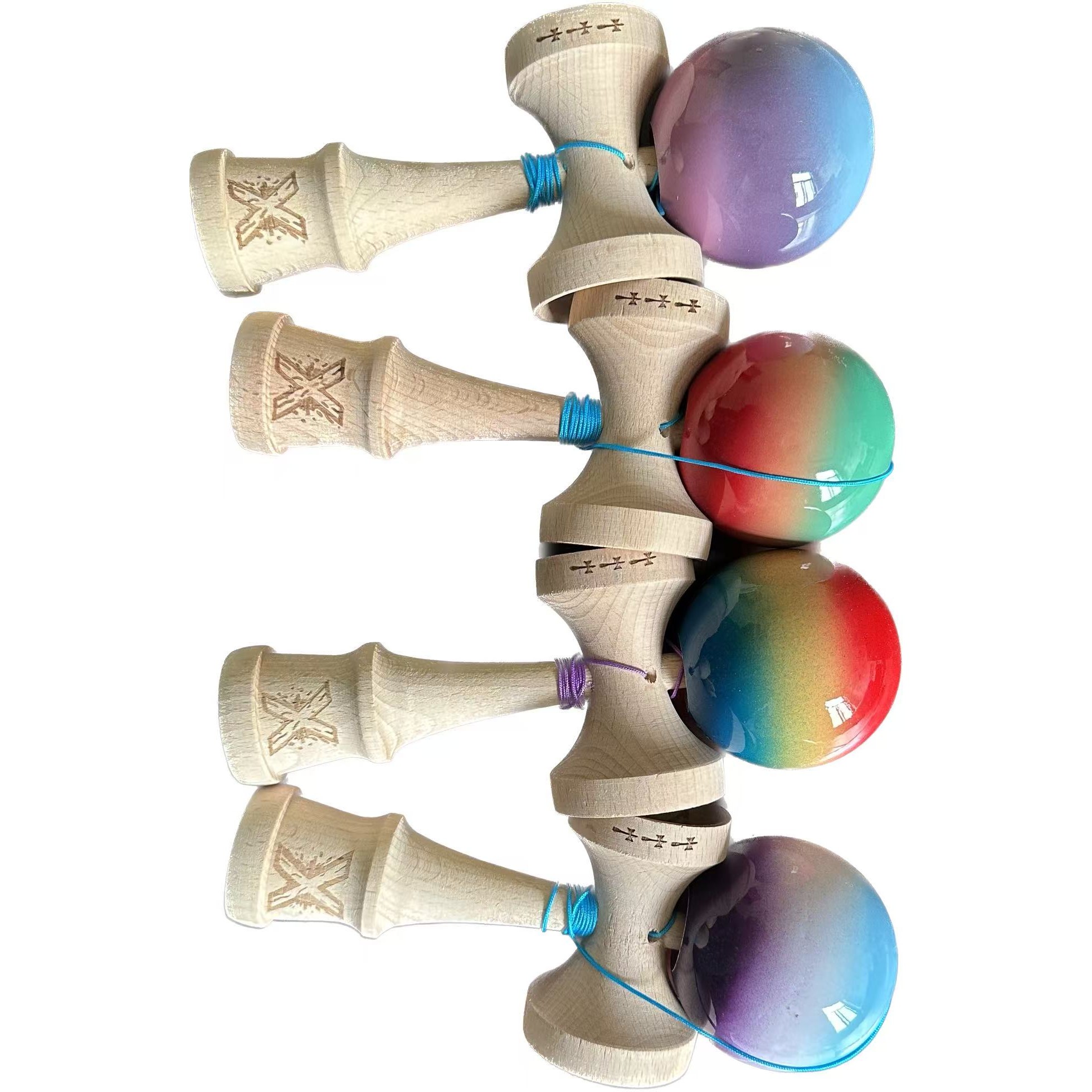 kendama-x-originala-profesionala-flippy-din-lemn-18-cm-largel-balls-large-handle-original-super-stic-main-690c0b49e80d5 Kendama X Originala, Profesionala, Embo, din Lemn, 18 cm -largel balls+large handle +Original Super Sticky- Gradient colors MIX - imagine 1