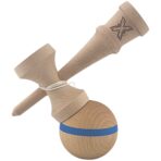 Kendama X Originala, Profesionala, Embo, din Lemn, 18 cm, Special, Model cu Dunga, Albastru - imagine 3