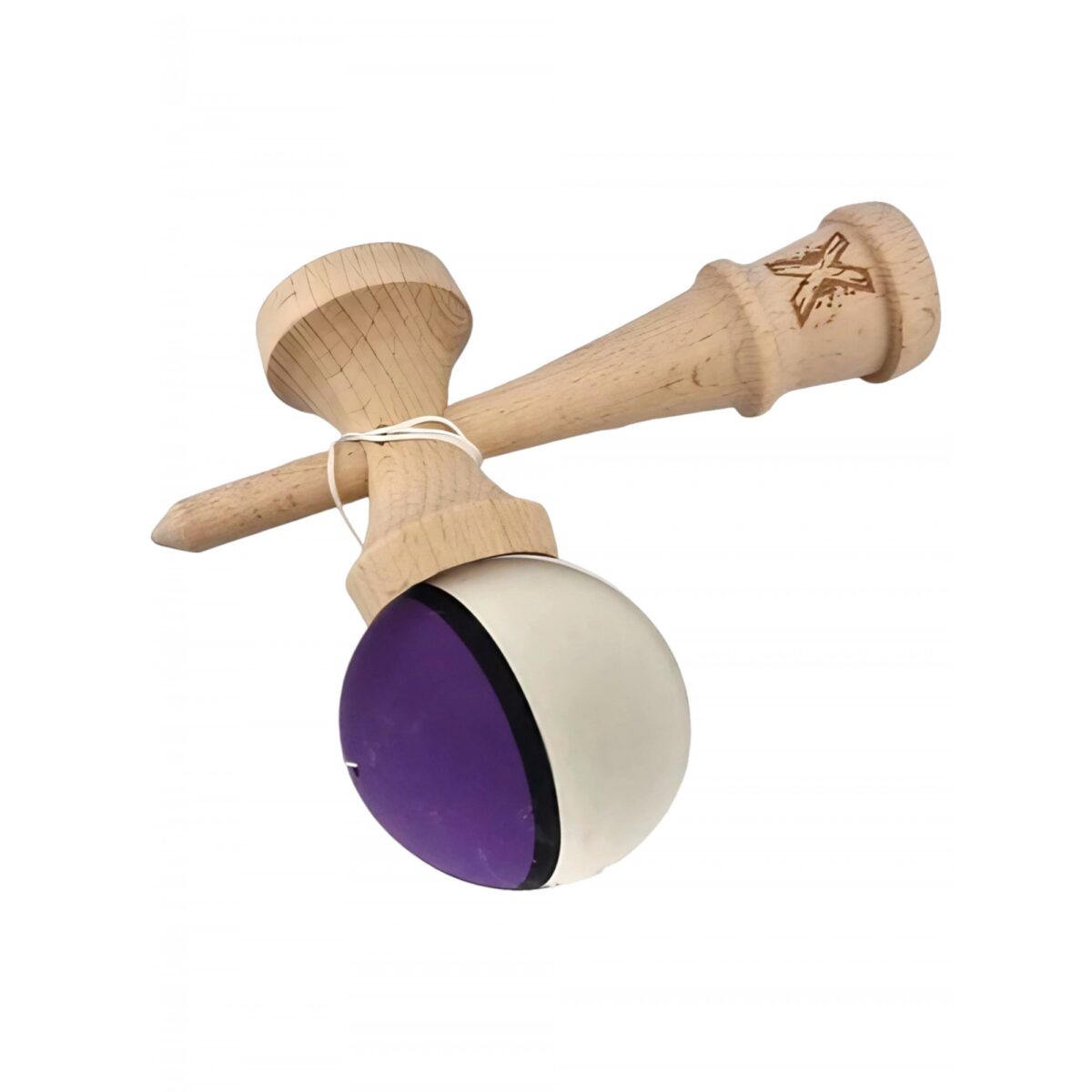 Kendama X Originala, Profesionala, Embo, din Lemn, 18 cm, Multicolor Mov/Negru/Alb - imagine 4