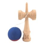 Kendama X Originala, Profesionala, Embo, din Lemn, 18 cm, Rubber Grip, Albastru inchis/Rosu - imagine 2