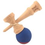 Kendama X Originala, Profesionala, Embo, din Lemn, 18 cm, Rubber Grip, Albastru inchis/Rosu - imagine 3