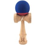 Kendama X Originala, Profesionala, Embo, din Lemn, 18 cm, Rubber Grip, Albastru inchis/Rosu