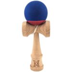 Kendama X Originala, Profesionala, Embo, din Lemn, 18 cm, Rubber Grip, Albastru inchis/Rosu