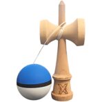 Kendama X Originala, Profesionala, Embo, din Lemn, 18 cm, Rubber Grip, Albastru/Negru/Alb - imagine 2