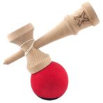 Kendama X Originala, Profesionala, Embo, din Lemn, 18 cm, Rubber Grip, Negru/Rosu - imagine 3