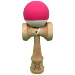 Kendama X Originala, Profesionala, Embo, din Lemn, 18 cm, Rubber Grip, Roz inchis/Alb