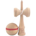 Kendama X Originala, Profesionala, Embo, din Lemn, 18 cm, Special, Model cu Dunga, Rosu - imagine 2