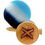 Kendama X Originala, Profesionala, Embo, Big Cups V2, Rubber Grip cu Cupe Mari, Rulment Metalic cu Ata 55 cm, Gradient Albastru/Alb/Negru - imagine 7