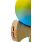 Kendama X Originala, Profesionala, Embo, Big Cups V2, Rubber Grip cu Cupe Mari, Rulment Metalic cu Ata 55 cm,Â Gradient Galben/Albastru - imagine 4