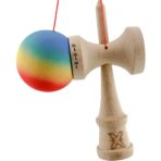 Kendama X Originala, Profesionala, Embo, Big Cups V2, Rubber Grip cu Cupe Mari, Rulment Metalic cu Ata 55 cm, Gradient Albastru/Galben/Rosu - imagine 7