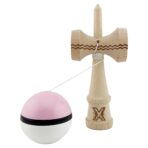 Kendama X Originala, Profesionala, Embo, din Lemn, Gravata, 18 cm, Super Sticky, Roz/Negru/Alb - imagine 3