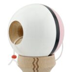 Kendama X Originala, Profesionala, Embo, din Lemn, Gravata, 18 cm, Super Sticky, Roz/Negru/Alb - imagine 5