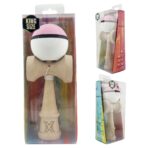 Kendama X Originala, Profesionala, Embo, din Lemn, Gravata, 18 cm, Super Sticky, Roz/Negru/Alb - imagine 10