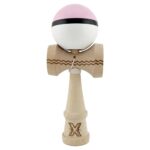 Kendama X Originala, Profesionala, Embo, din Lemn, Gravata, 18 cm, Super Sticky, Roz/Negru/Alb