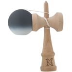 Kendama X Originala, Profesionala, Embo, din Lemn, Rubber Grip, 18 cm, Alb/Negru - imagine 2