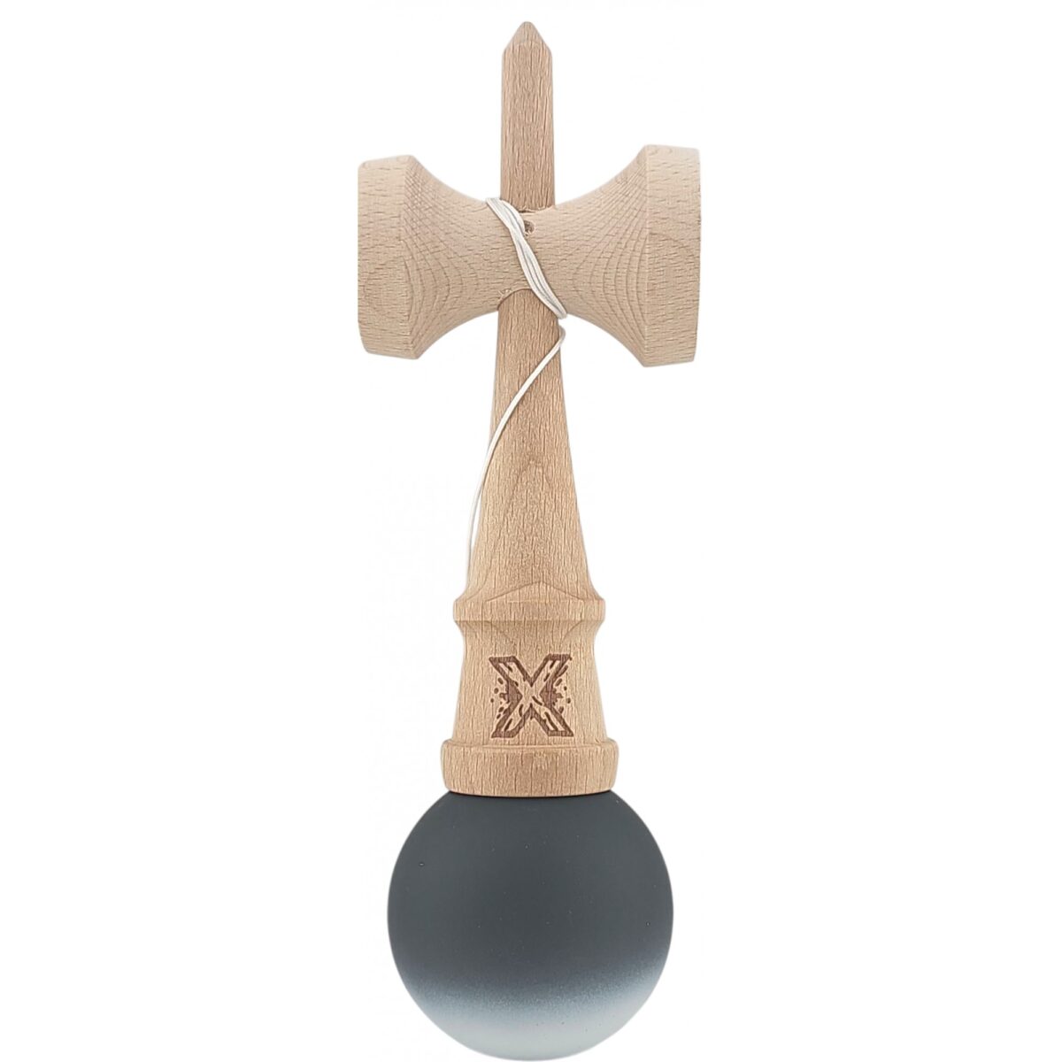 Kendama X Originala, Profesionala, Embo, din Lemn, Rubber Grip, 18 cm, Alb/Negru - imagine 3