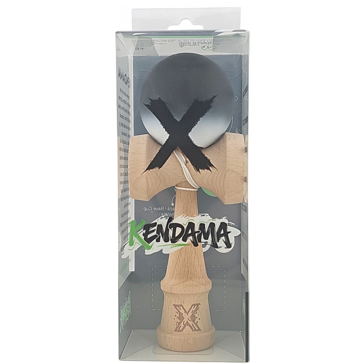 Kendama X Originala, Profesionala, Embo, din Lemn, Rubber Grip, 18 cm, Alb/Negru - imagine 4