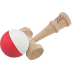Kendama X Originala, Profesionala, Embo, din Lemn, Rubber Grip, 18 cm, Alb/Rosu - imagine 4