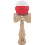 Kendama X Originala, Profesionala, Embo, din Lemn, Rubber Grip, 18 cm, Alb/Rosu