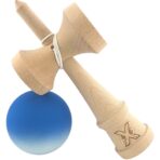 Kendama X Originala, Profesionala, Embo, din Lemn, Rubber Grip, 18 cm, Albastru/Alb - imagine 3