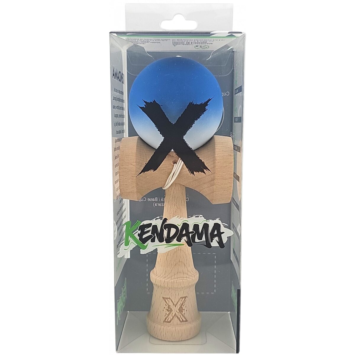 Kendama X Originala, Profesionala, Embo, din Lemn, Rubber Grip, 18 cm, Albastru/Alb - imagine 5