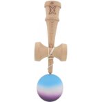 Kendama X Originala, Profesionala, Embo, din Lemn, Rubber Grip, 18 cm, Albastru/Alb/VioletÂ  - imagine 2
