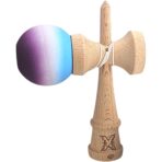 Kendama X Originala, Profesionala, Embo, din Lemn, Rubber Grip, 18 cm, Albastru/Alb/VioletÂ  - imagine 4