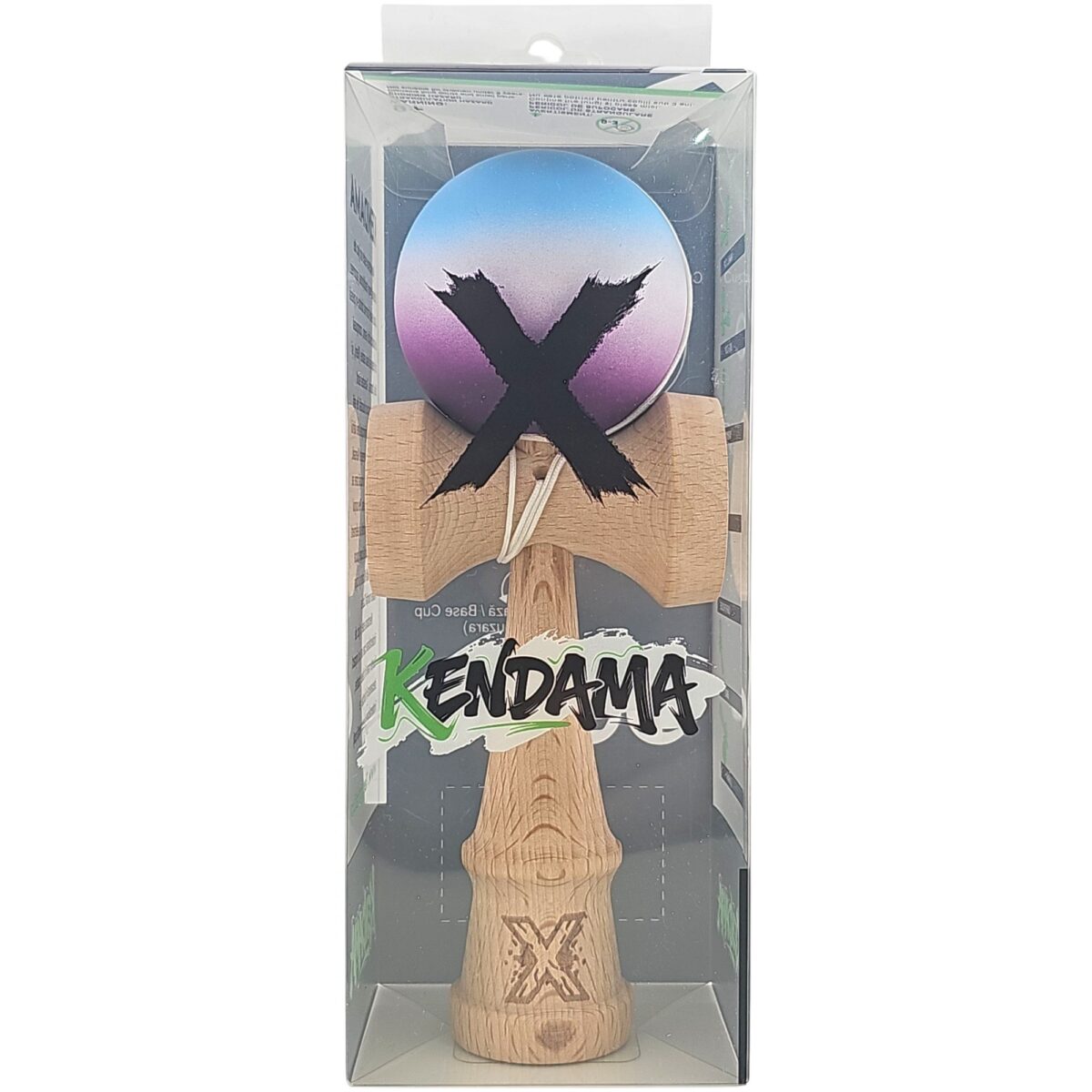 Kendama X Originala, Profesionala, Embo, din Lemn, Rubber Grip, 18 cm, Albastru/Alb/VioletÂ  - imagine 5