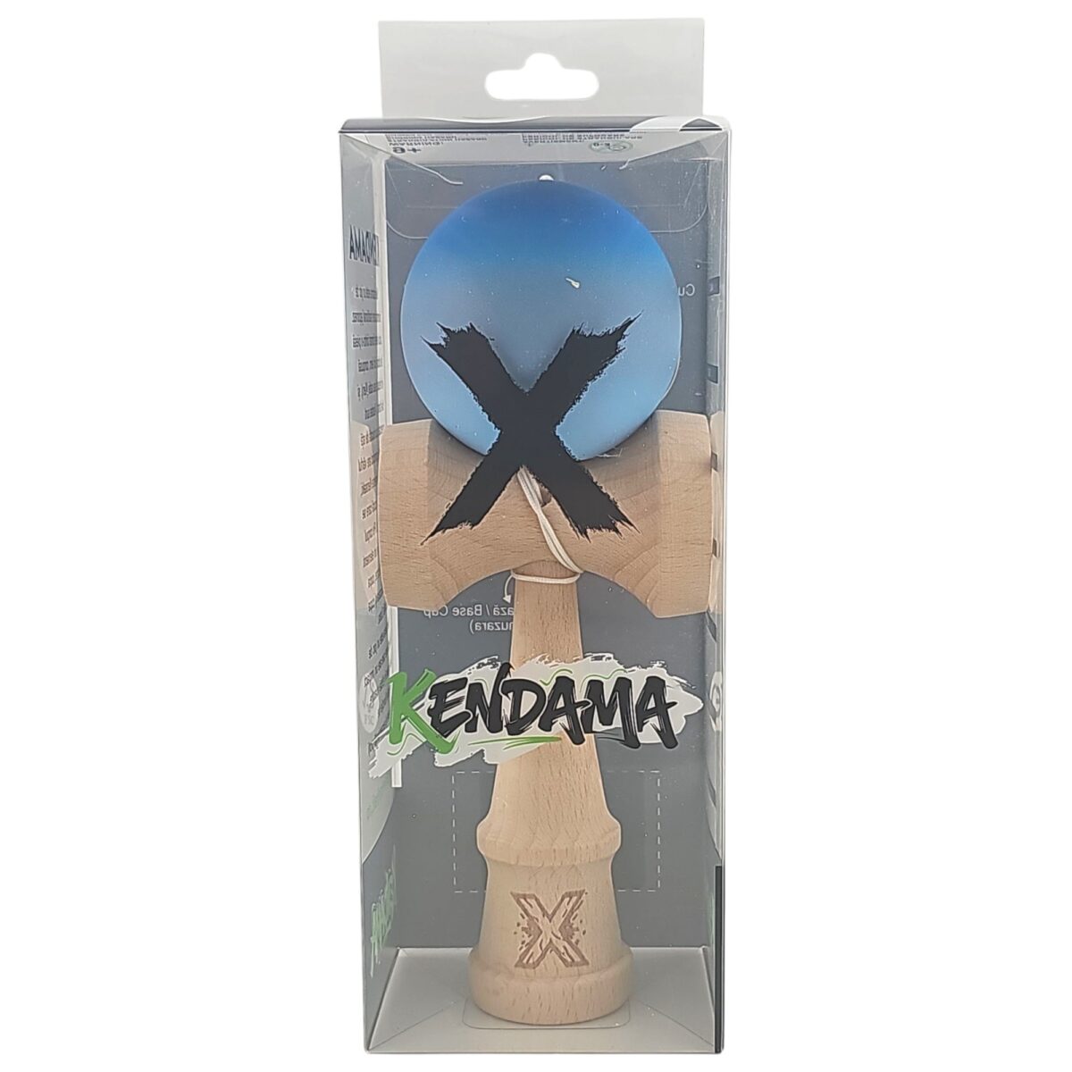 Kendama X Originala, Profesionala, Embo, din Lemn, Rubber Grip, 18 cm, Albastru/Gri/Bleu - imagine 4
