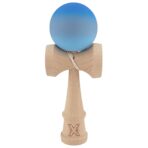 Kendama X Originala, Profesionala, Embo, din Lemn, Rubber Grip, 18 cm, Albastru/Gri/Bleu