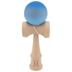 Kendama X Originala, Profesionala, Embo, din Lemn, Rubber Grip, 18 cm, Albastru/Gri/Bleu