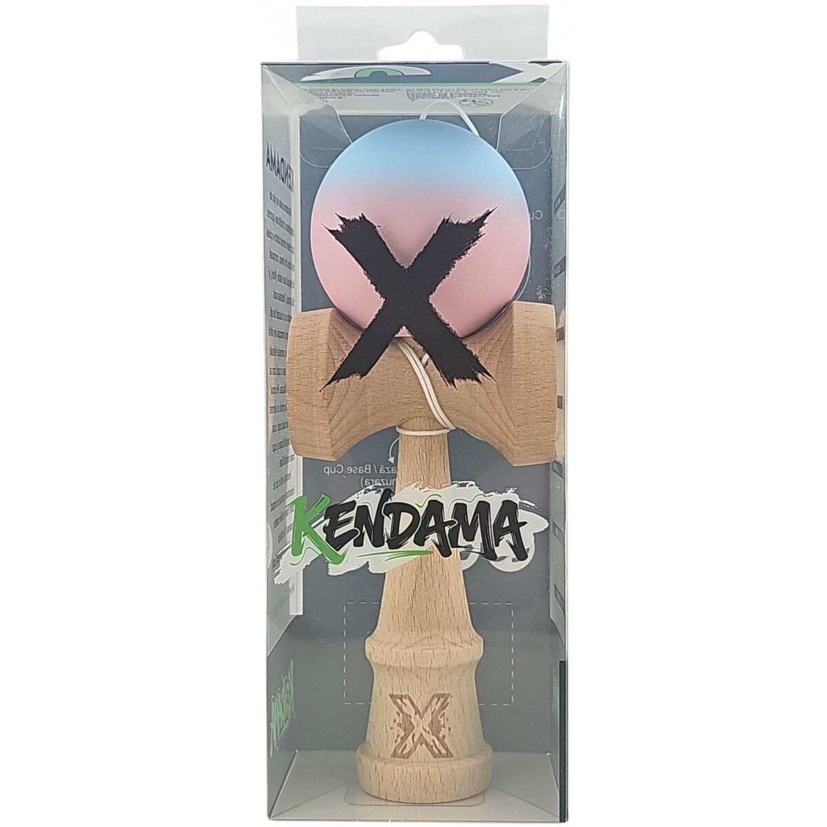 Kendama X Originala, Profesionala, Embo, din Lemn, Rubber Grip, 18 cm, Albastru/Lila - imagine 5
