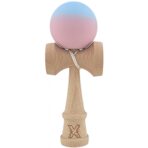 Kendama X Originala, Profesionala, Embo, din Lemn, Rubber Grip, 18 cm, Albastru/Lila