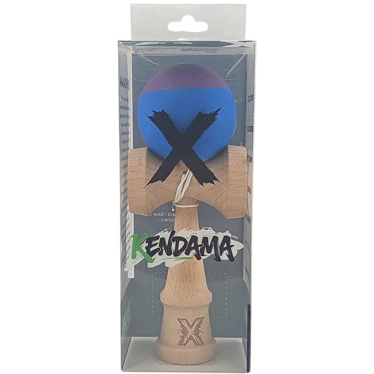 Kendama X Originala, Profesionala, Embo, din Lemn, Rubber Grip, 18 cm, Albastru/Mov - imagine 4