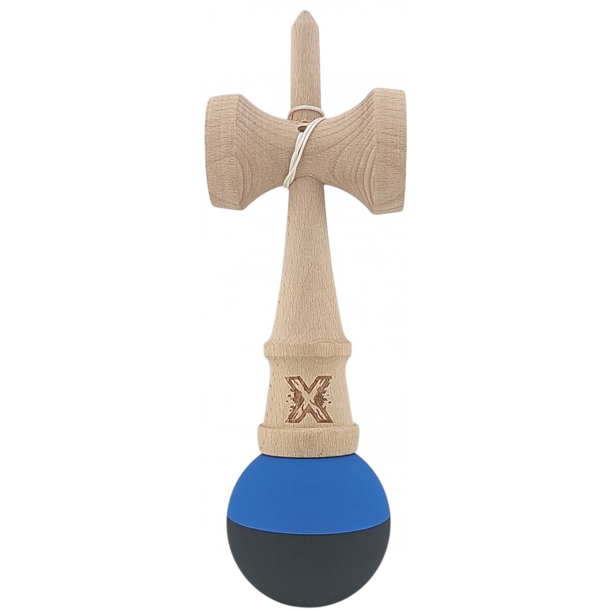 Kendama X Originala, Profesionala, Embo, din Lemn, Rubber Grip, 18 cm, Albastru/Negru - imagine 3