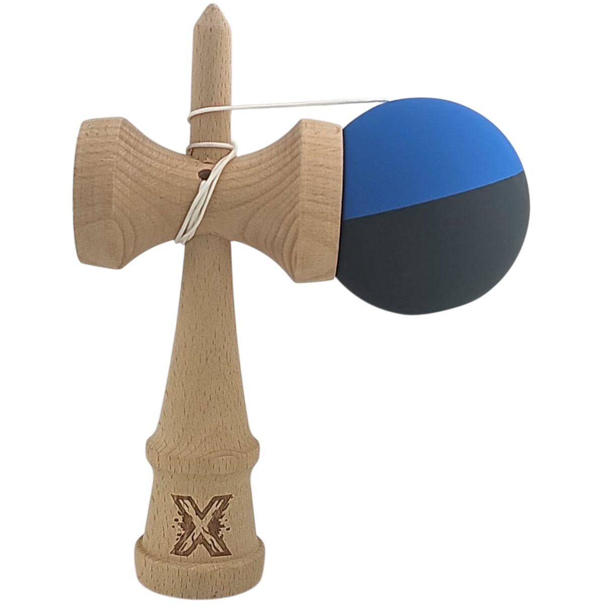 Kendama X Originala, Profesionala, Embo, din Lemn, Rubber Grip, 18 cm, Albastru/Negru - imagine 4