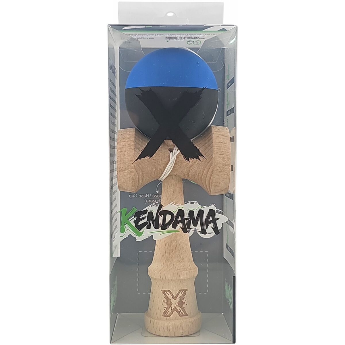 Kendama X Originala, Profesionala, Embo, din Lemn, Rubber Grip, 18 cm, Albastru/Negru - imagine 5