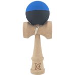 Kendama X Originala, Profesionala, Embo, din Lemn, Rubber Grip, 18 cm, Albastru/Negru
