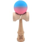 Kendama X Originala, Profesionala, Embo, din Lemn, Rubber Grip, 18 cm, Albastru/Roz