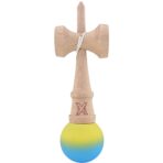 Kendama X Originala, Profesionala, Embo, 18 cm, Profesionala, +9 Ani, din Lemn, Gradient Galben/Albastru - imagine 3