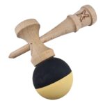 Kendama X Originala, Profesionala, Embo, din Lemn, Rubber Grip, 18 cm, Galben/Negru - imagine 4