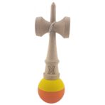 Kendama X Originala, Profesionala, Embo, din Lemn, Rubber Grip, 18 cm, Galben/Portocaliu - imagine 3
