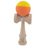 Kendama X Originala, Profesionala, Embo, din Lemn, Rubber Grip, 18 cm, Galben/Portocaliu