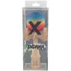 Kendama X Originala, Profesionala, Embo, din Lemn, Rubber Grip, 18 cm, Gradient Albastru/Galben/Rosu - imagine 4