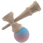 Kendama X Originala, Profesionala, Embo, din Lemn, Rubber Grip, 18 cm, Gradient Albastru/Roz/Alb - imagine 3