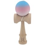 Kendama X Originala, Profesionala, Embo, din Lemn, Rubber Grip, 18 cm, Gradient Albastru/Roz/Alb