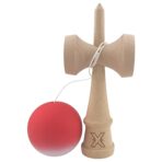 Kendama X Originala, Profesionala, Embo, din Lemn, Rubber Grip, 18 cm, Gradient Rosu/Alb - imagine 2
